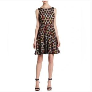 Betsey Johnson Polka Dot Illusion Skater Dress Floral Size 6
